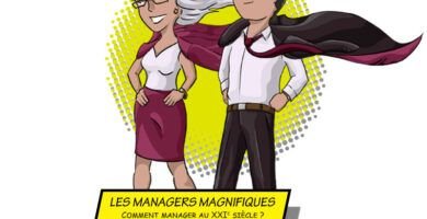The Magnificent Managers comic style book cover illustration