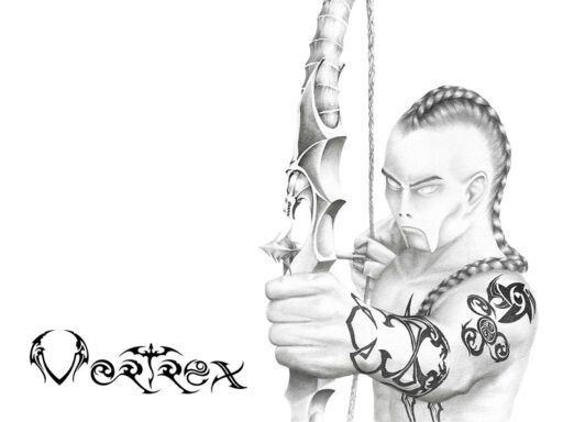 fantasy illustration pencil drawing archer warrior tattoo